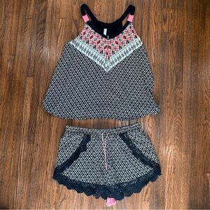 Printed Tank and Shorts Set with Pink Accents